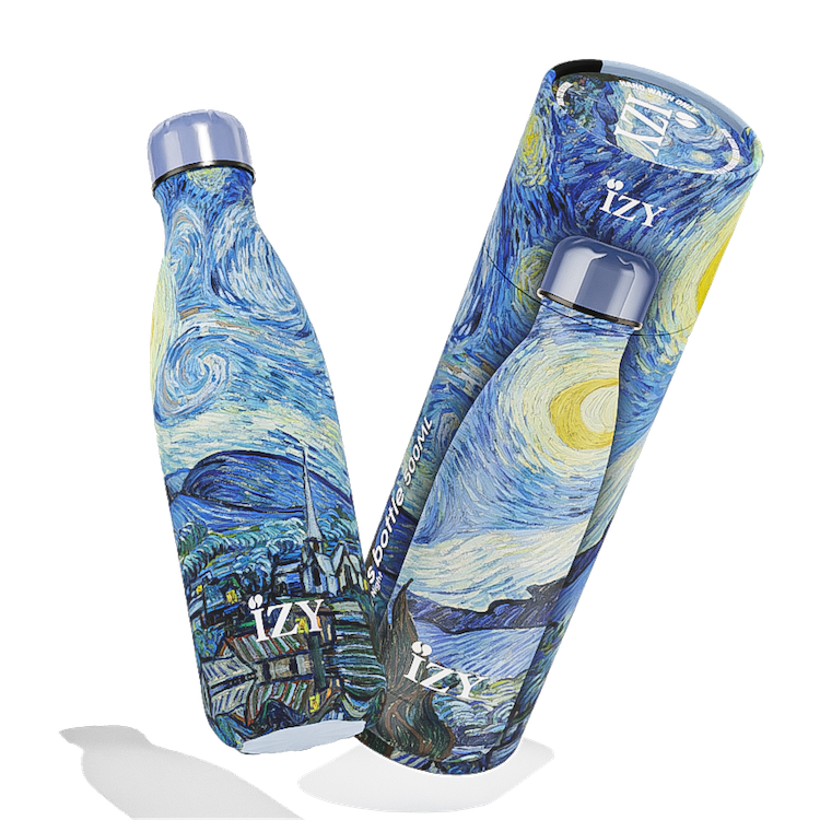 Trinkflasche Edelstahl 24h kalt 12h Sternennacht - Van Gogh 500ML