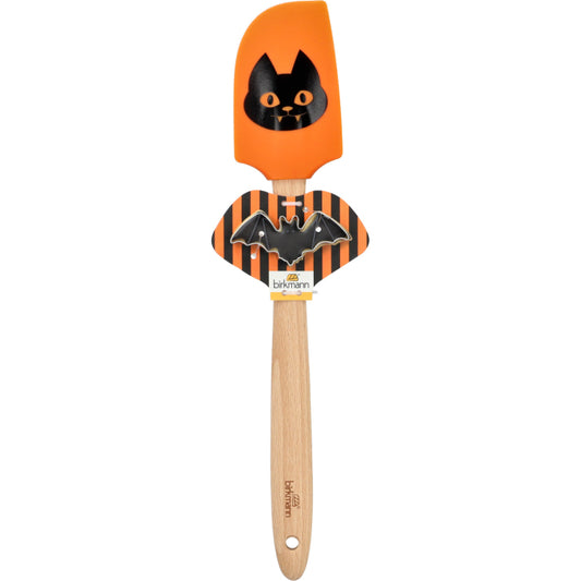 Teigschaber Katze orange mit Ausstecher Edelstahl Fledermaus Halloween