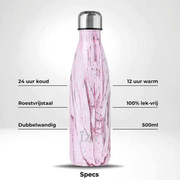 Trinkflasche Edelstahl 24h kalt 12h Design Rosa - 500ML