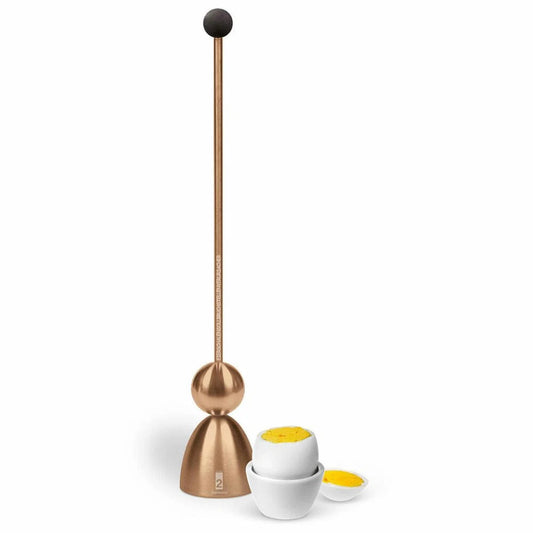 "Clack" Eieröffner Rosegold Precious Edition, Matt Gold, Silikonkugel schwarz