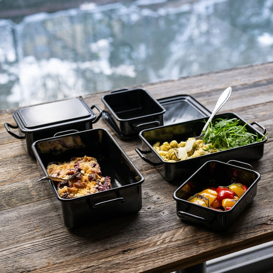 Mini Back- und Servierform 23x15x7cm Emaille schwarz