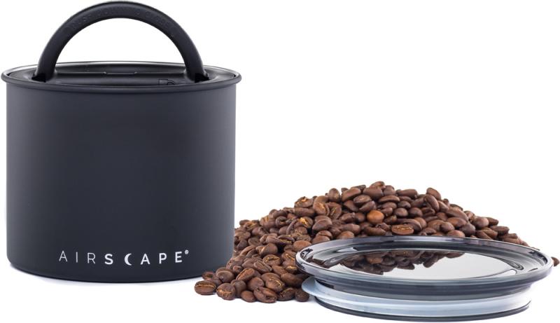 Kaffeedose klein, schwarz matt, Edelstahl für 250gr.