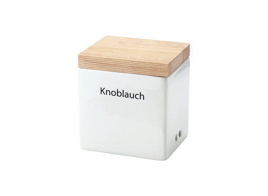 Vorratsdose weiß mit Holzdeckel 14 x 12 x 15,5 cm