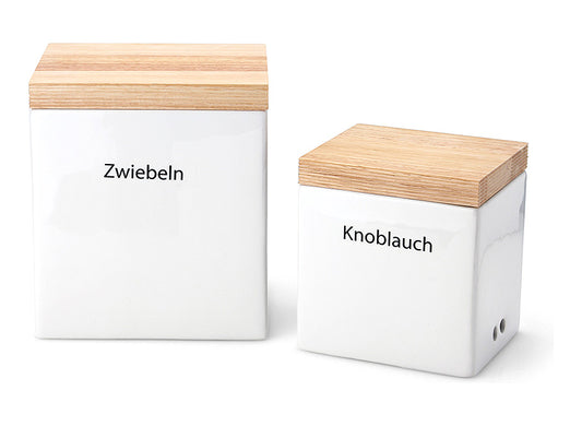 Vorratsdose weiß mit Holzdeckel 18 x 15,5 x 20,5 cm