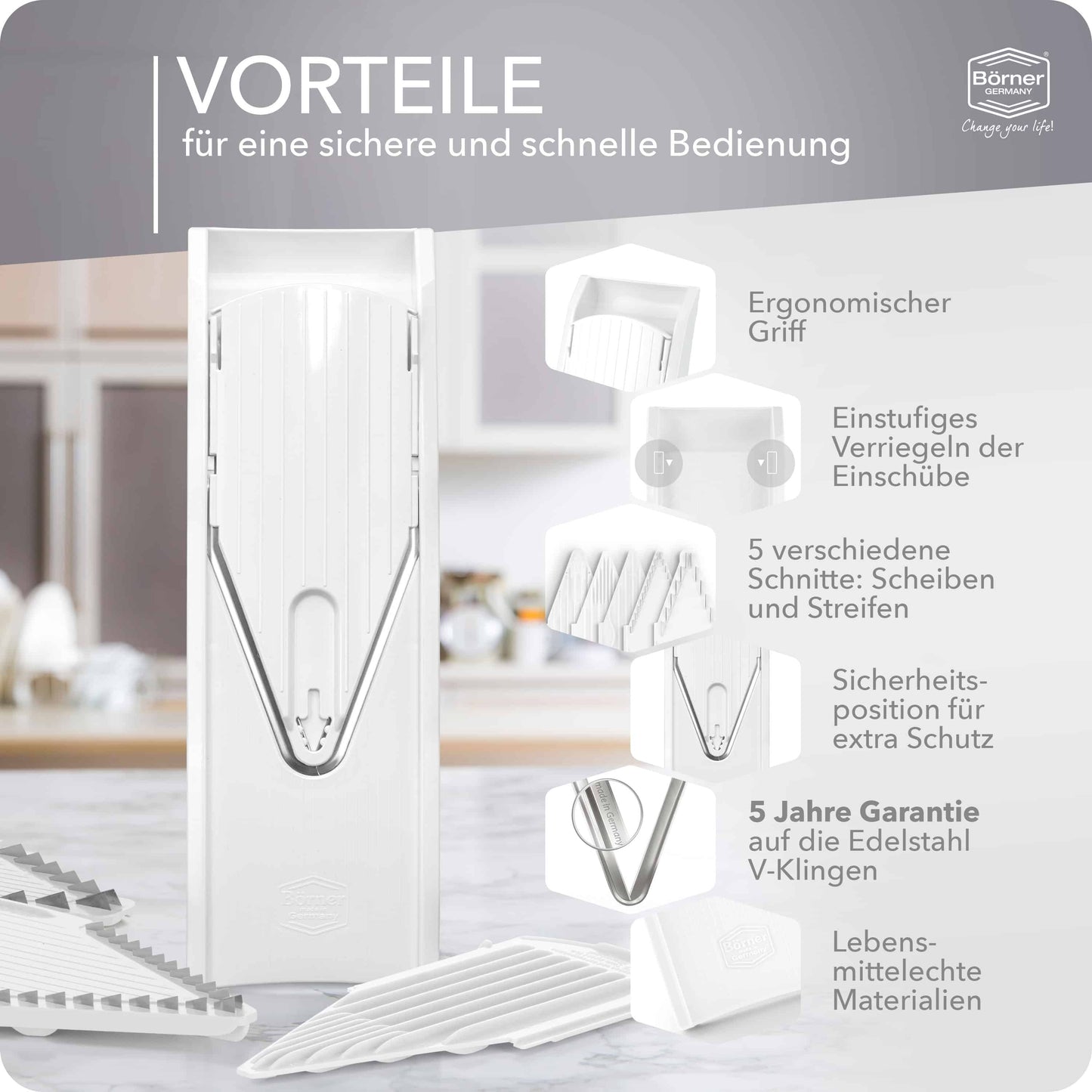 Gemüsehobel V1 Classic Line weiss Starter Set