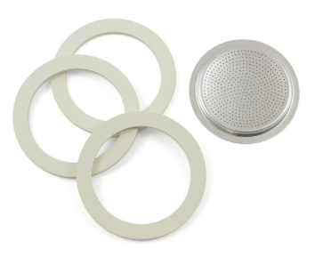 Bialetti 3 Dichtungen + 1 Filter für 6T Aluminiumkocher