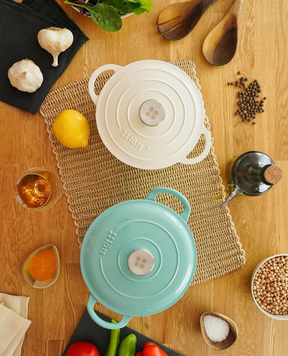 Bräter Gusseisen rund 23 cm 4 L in mint