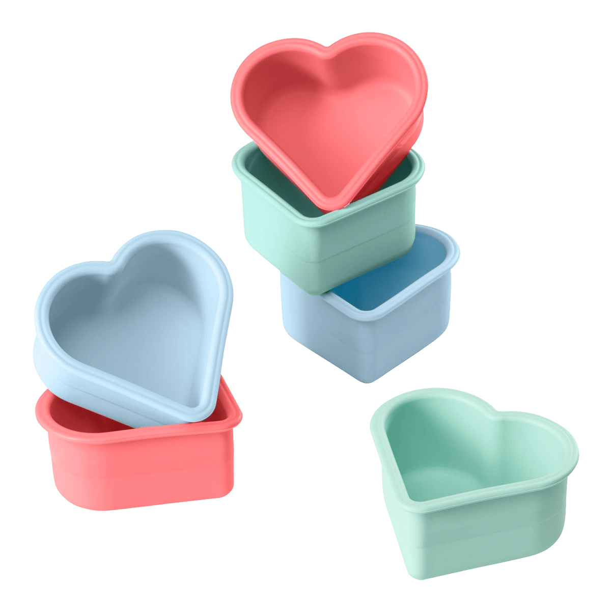 Muffinformen Herz "Pastell Mix" 6er Set