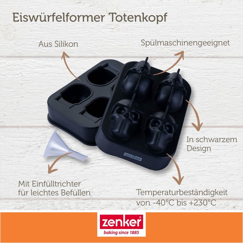 Eiswürfelformer Totenkopf – 4er -  Zenker