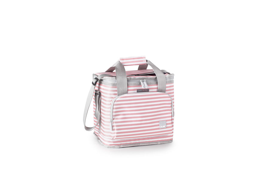 Kühltasche Biarritz Rosa/Weiss Gestreift 15 L.