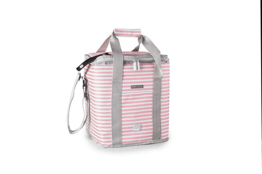 Kühltasche Biarritz Rosa/Weiss Gestreift 20 L.