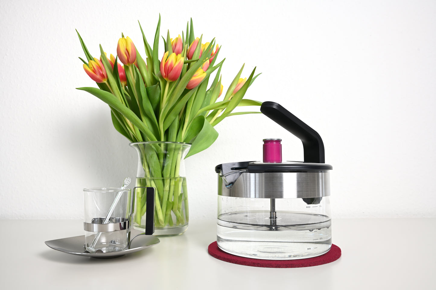 Wasserkocher 1,5l. kezzel Glas für Induktionsherde