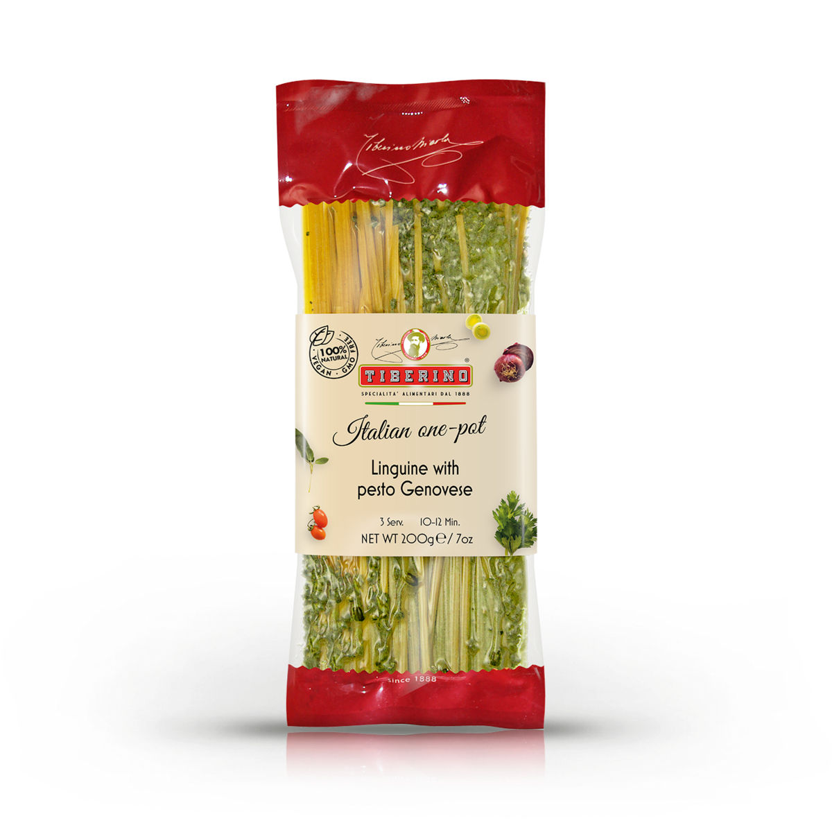 Linguine mit Basilikum-Pesto „Genovese“ kochfertige italienische Pasta - One Pot