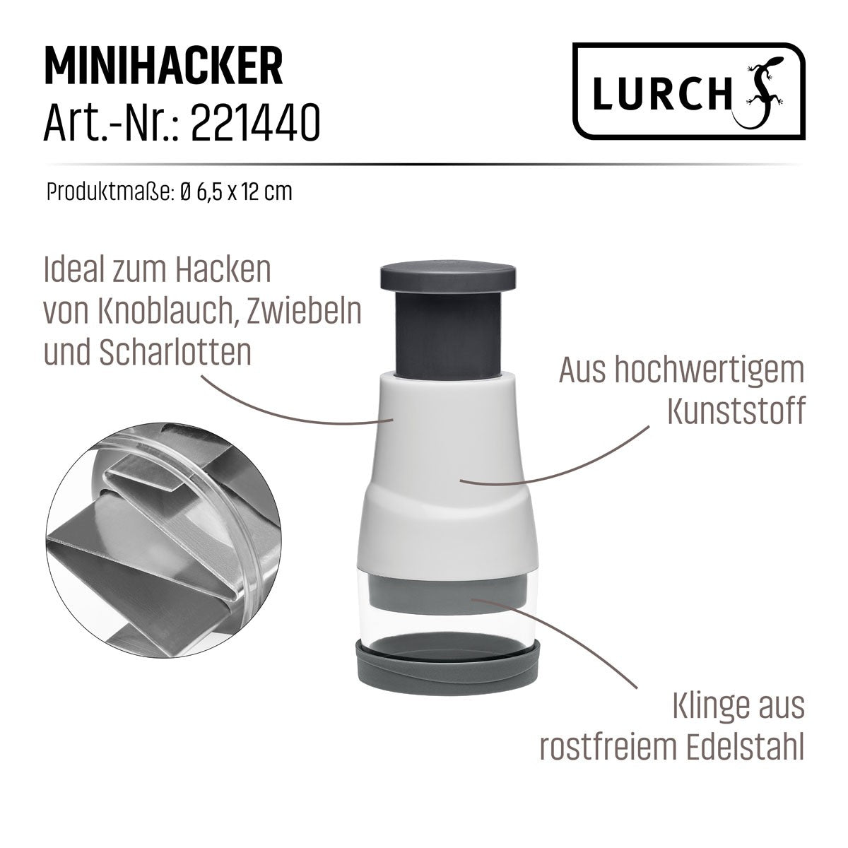 Minihacker steingrau/weiß
