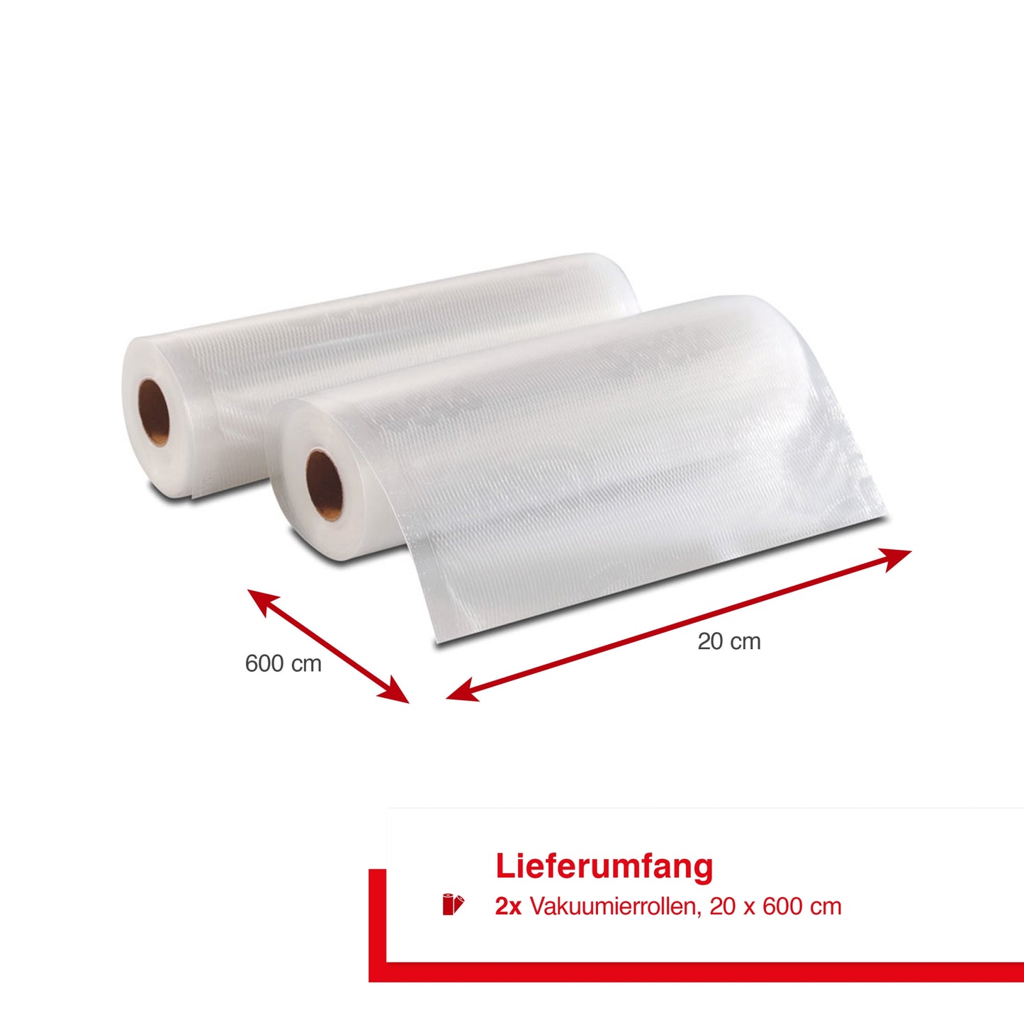 Vakuumierfolien 2 Rollen 20x600 cm transparent