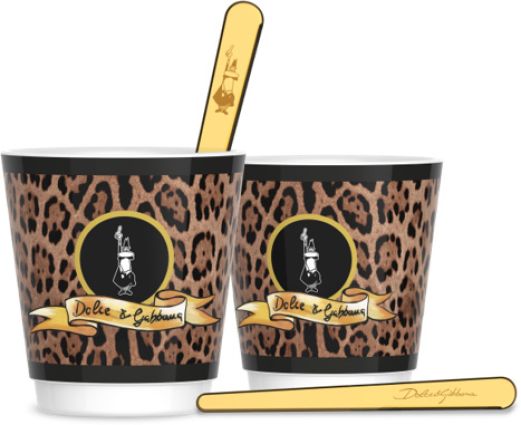 Dolce & Gabbana Leopardo Espressobecher und Rührstäbchen 2er Set