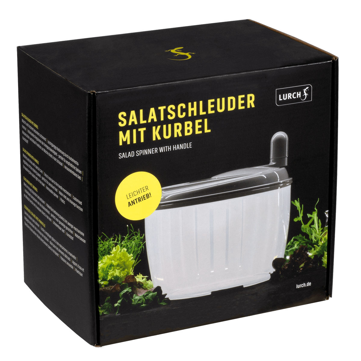 Salatschleuder mit Kurbel 23 x 23 x 17 cm steingrau