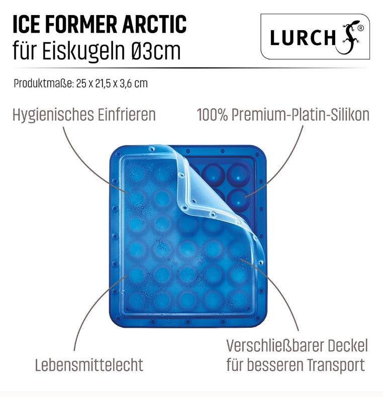 Ice Former Arctic Kugeln Ø 3cm blau mit transparentem Deckel