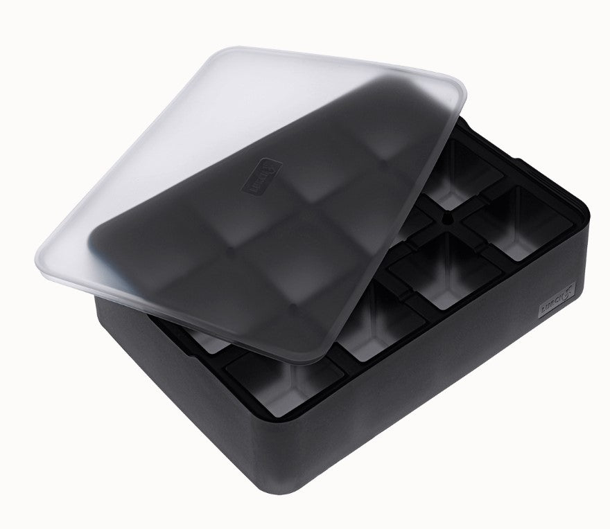 Eiswürfelform mit Deckel  4x4cm schwarz transparent