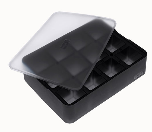 Eiswürfelform mit Deckel  4x4cm schwarz transparent