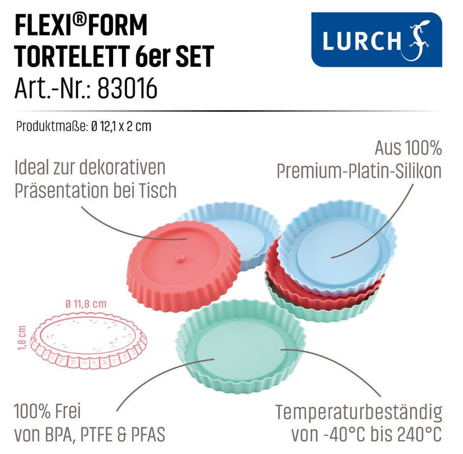 FlexiForm Tortelett 6 Kuchenförmchen Pastel Mix