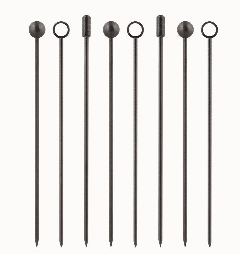 Bar-Spiesse 9er Set smokey grey je 3 Stück mit Ring-, Kugel-, Zylinder-Spitze