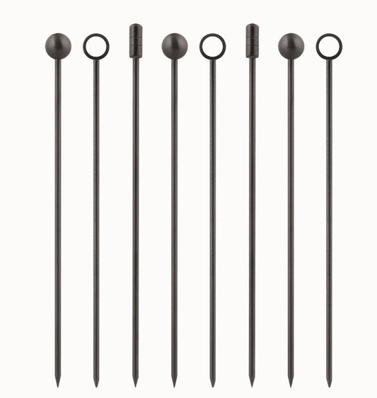 Bar-Spiesse 9er Set smokey grey je 3 Stück mit Ring-, Kugel-, Zylinder-Spitze