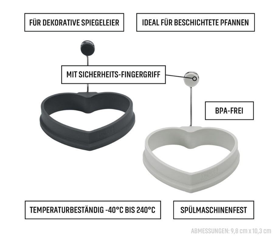 Eiformer Herz 2er Set Silikon light-/iron grey