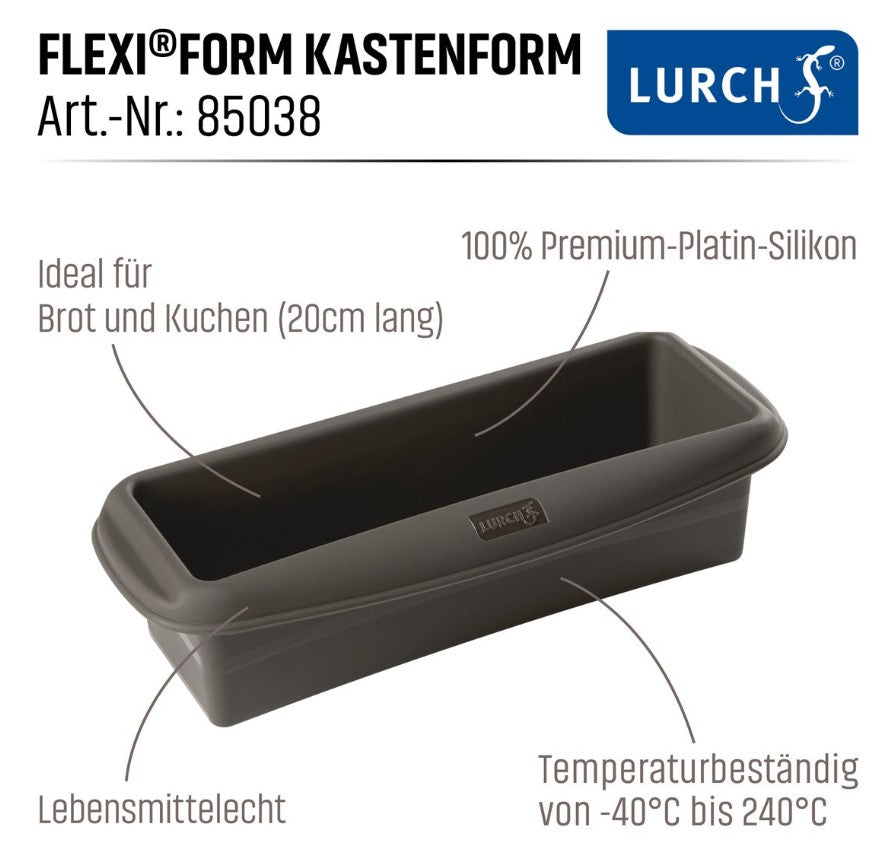 Silikon-Kastenform 20x6x6cm - Backform für Brot, Zwieback und Kuchen