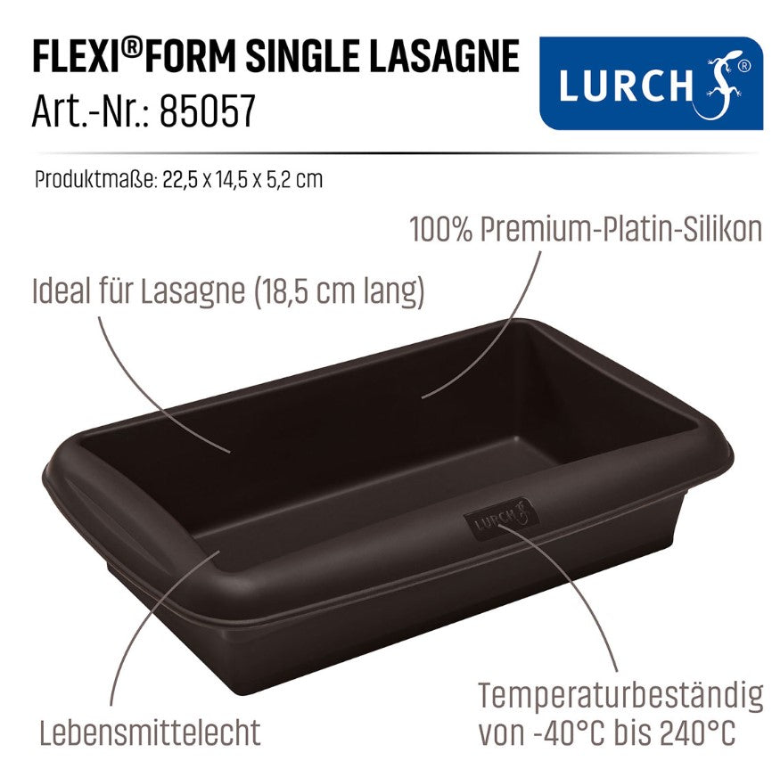Silikon-Lasagneform 18,5×10,5×4,5cm - für Lasagne, Aufläufe und kleine Gerichte