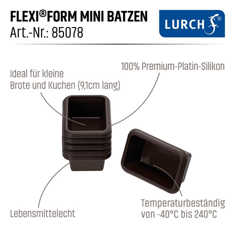Silikon Mini-Batzen-Backform 6er Set - für kleine Brote und Kuchen