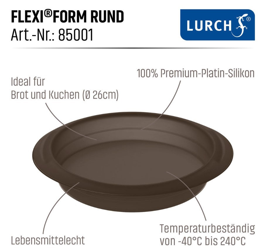 Flexiform Rund 26cm Premium-Platin-Silikon braun