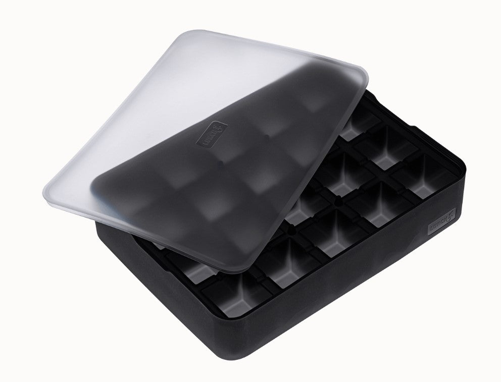 ICE FORMER Würfel 3cm schwarz transparent Eiswürfelform mit Deckel