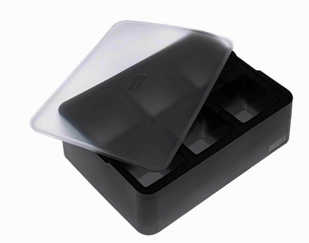 ICE FORMER Würfel 5cm schwarz transparent Eiswürfelform mit Deckel