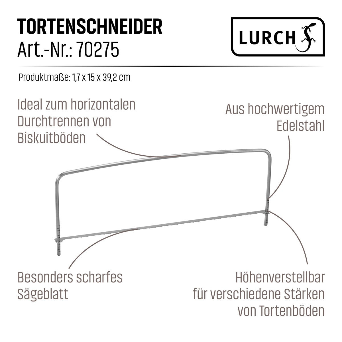 Tortenbodenschneider 40cm Edelstahl