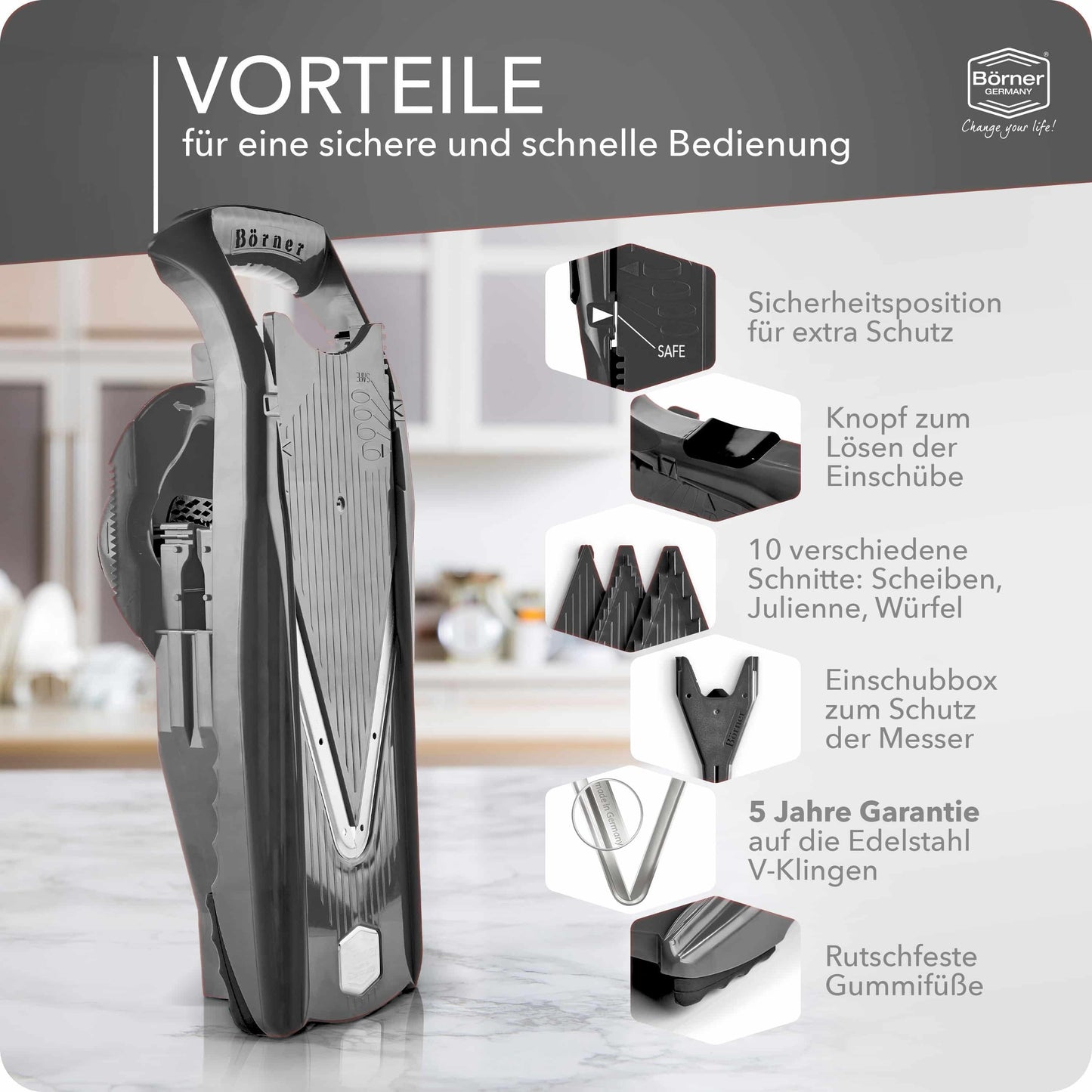 Gemüsehobel V5 Power Line grau Starter Set