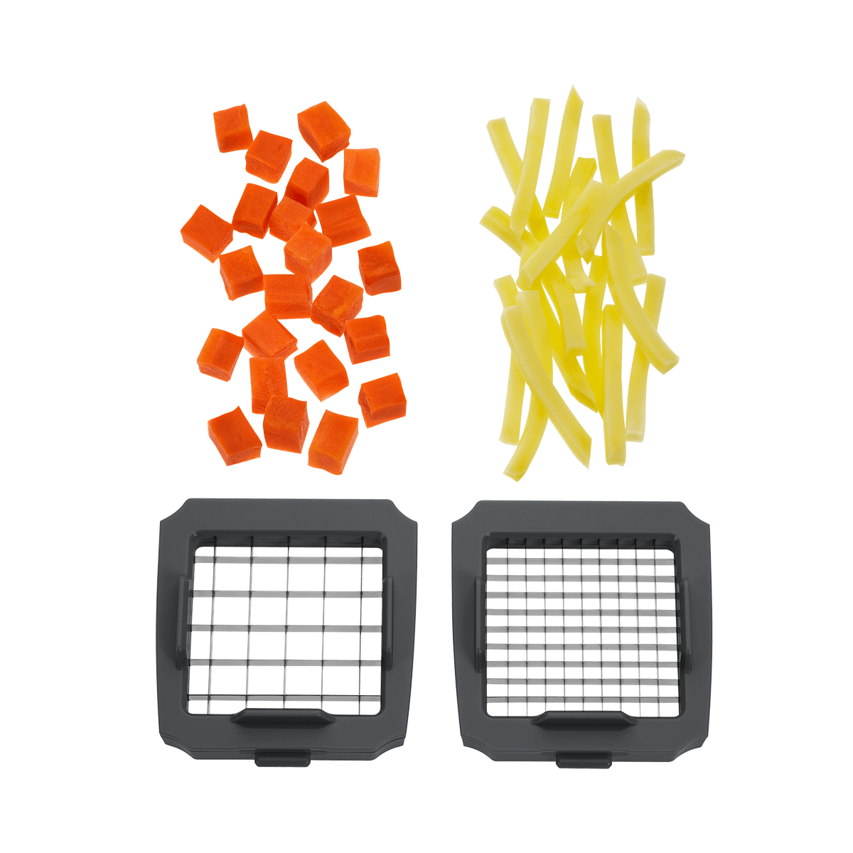 Würfel- und Stifteschneider für Obst- und Gemüse mit 2 scharfen Messereinsätzen