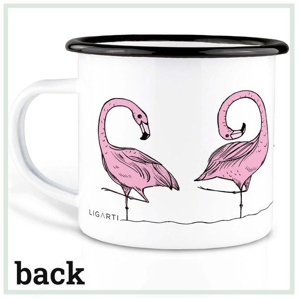 Emailletasse – Flamingoparade