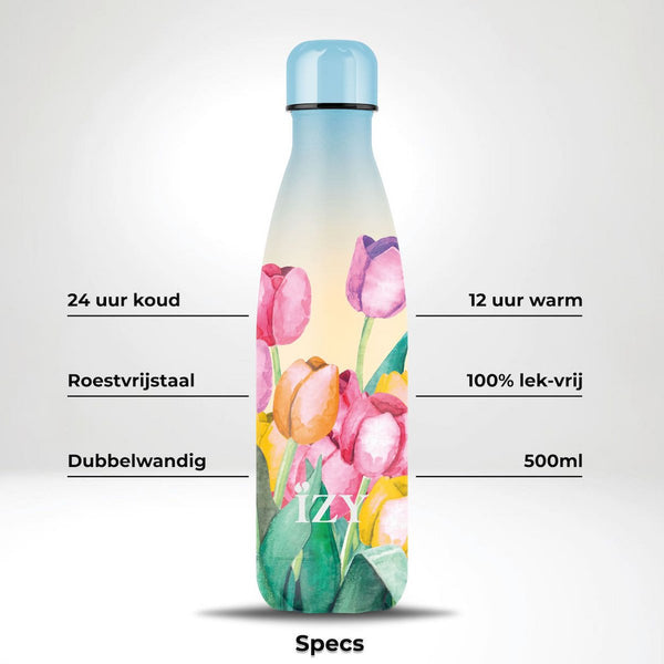 Trinkflasche Edelstahl 24h kalt 12h Tulpenfeld - 500ML