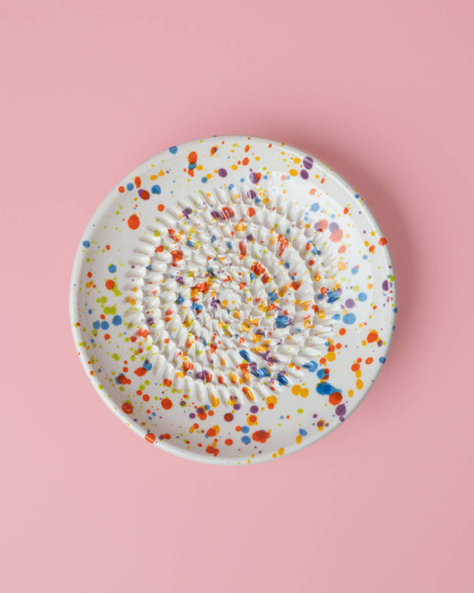 Keramikreibe "Karneval" 12cm für Knoblauch, Ingwer & Gewürze