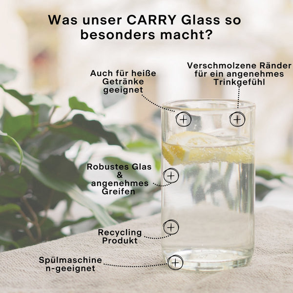 CARRY GLASS 300 ml Trinkglas 2er Set - UPCYCLING