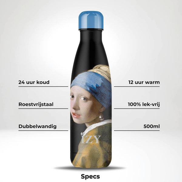 Trinkflasche Edelstahl 24h kalt 12h Mädchen mit Perlenohrring - Vermeer 500ML