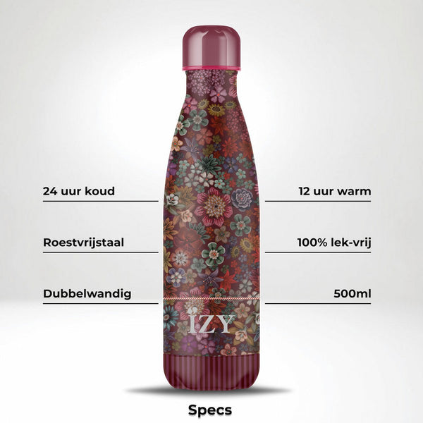 Trinkflasche Edelstahl 24h kalt 12h  Pip Studio Tutti I Fiore (rot)- 500 ml