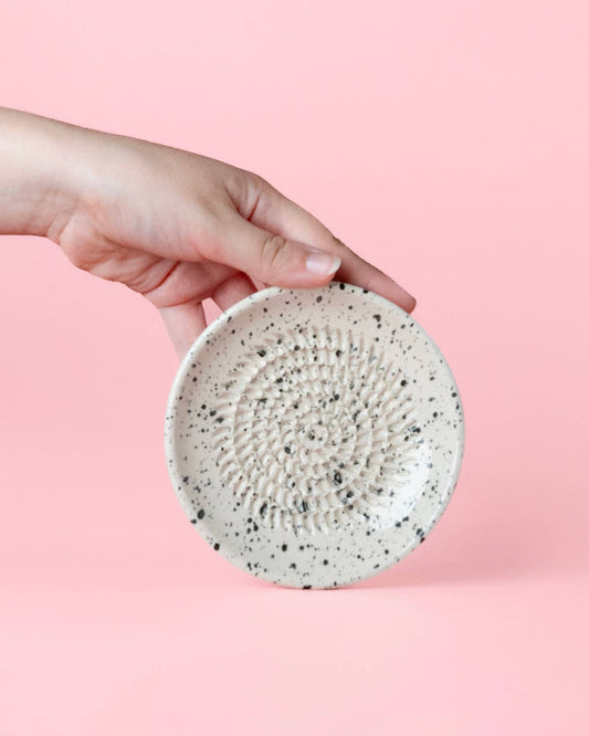 Keramikreibe "Granit" 12cm für Knoblauch, Ingwer & Gewürze