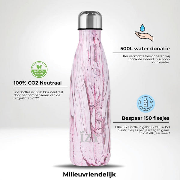 Trinkflasche Edelstahl 24h kalt 12h Design Rosa - 500ML