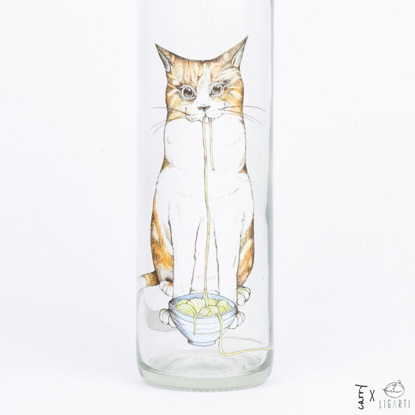 Trinkflasche Glas RAMEN CAT 0,7 l