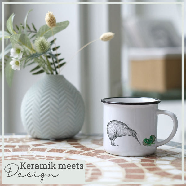 Keramiktasse – Zwei Kiwis