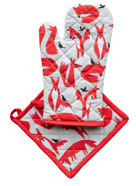 Ofenhandschuhen und Topflappen Fox