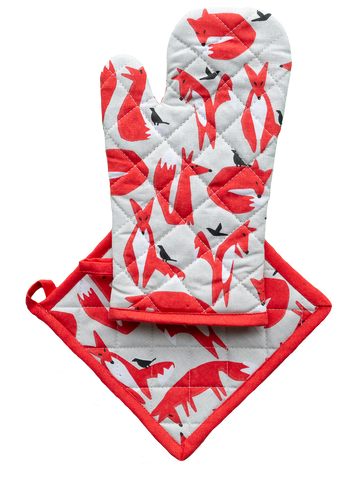 Ofenhandschuhen und Topflappen Fox