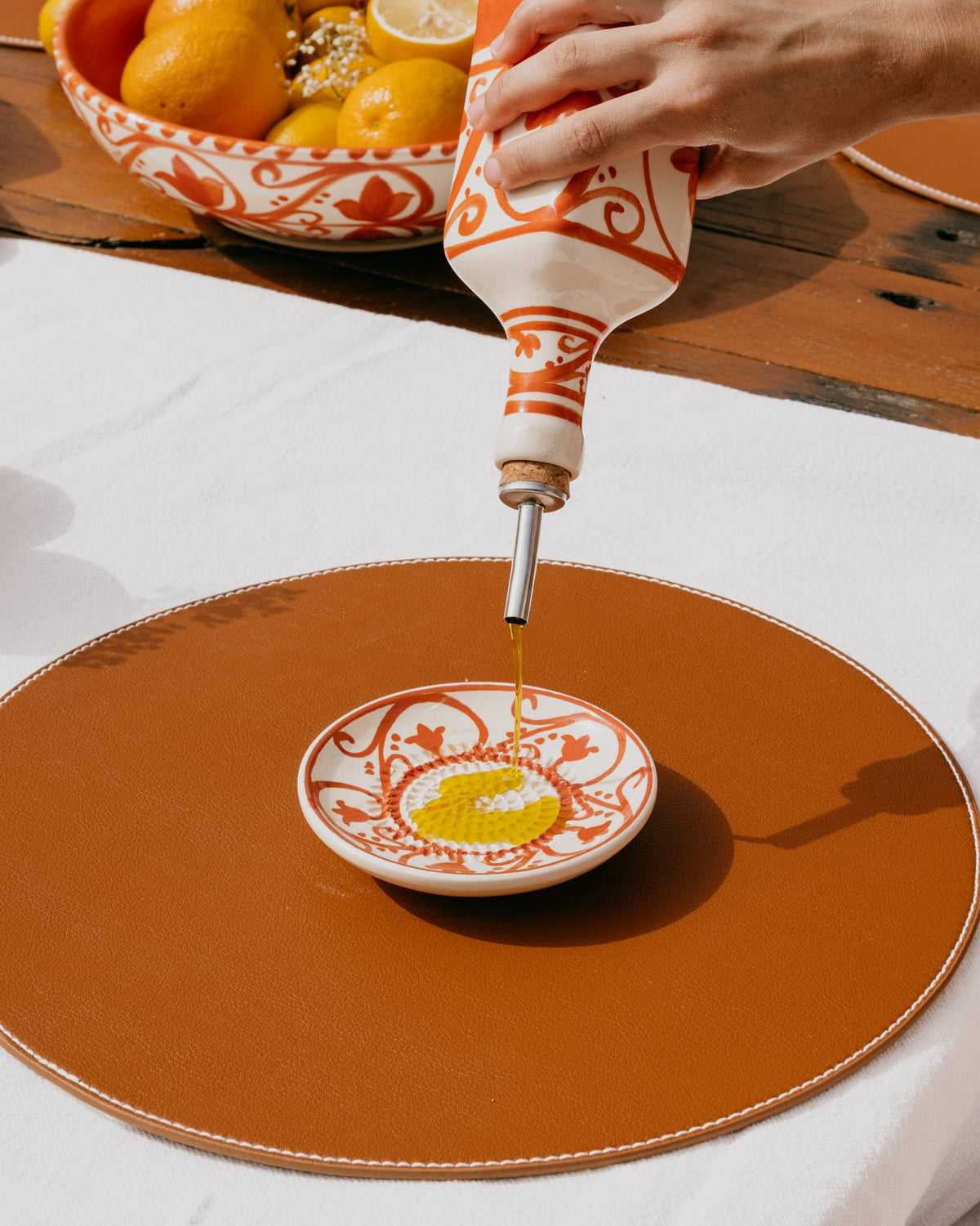 Keramikreibe "Azahara" 12cm für Knoblauch, Ingwer & Gewürze Orange & Beige